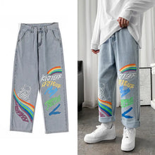 Load image into Gallery viewer, Straight Loose Graffiti Rainbow Print Capris - WAlMYe #
