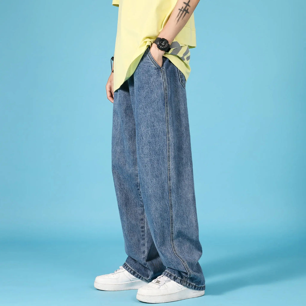 Straight Loose Jeans Men Casual Trousers Hip Hop Cargo Denim Pants With Zipper - WAlMYe #