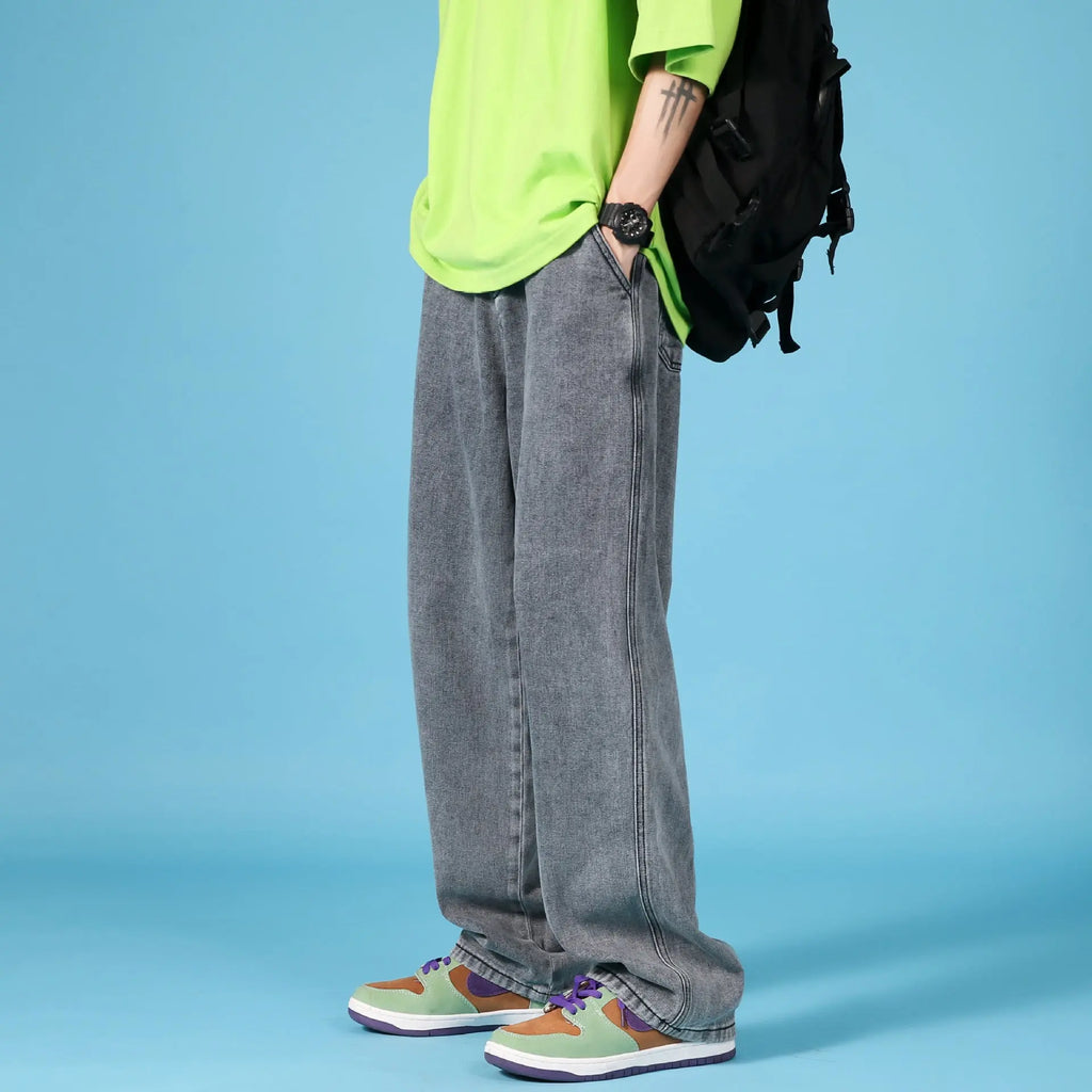 Straight Loose Jeans Men Casual Trousers Hip Hop Cargo Denim Pants With Zipper - WAlMYe #