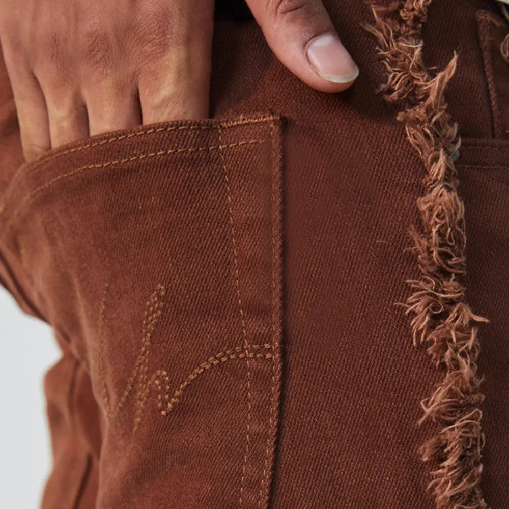 Strap Raw Edge Jeans Hip-hop Street - WAlMYe #