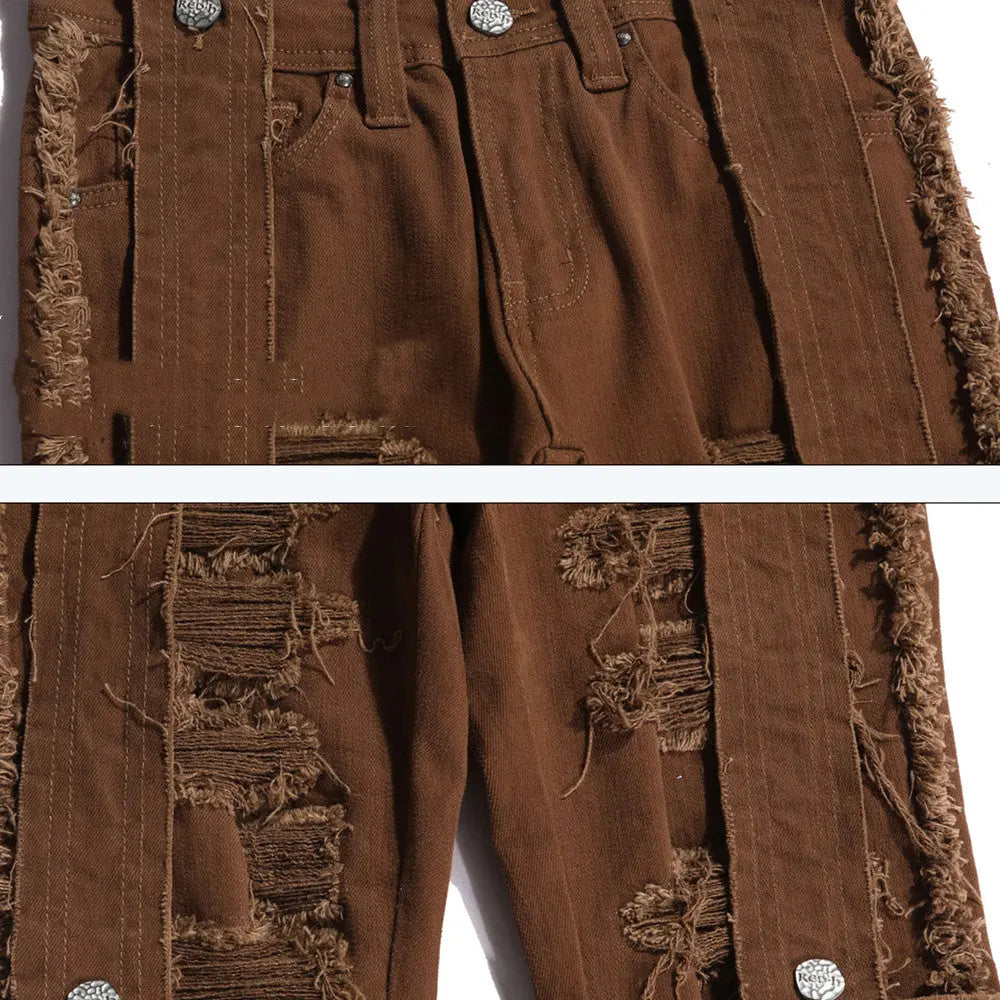 Strap Raw Edge Jeans Hip-hop Street - WAlMYe #