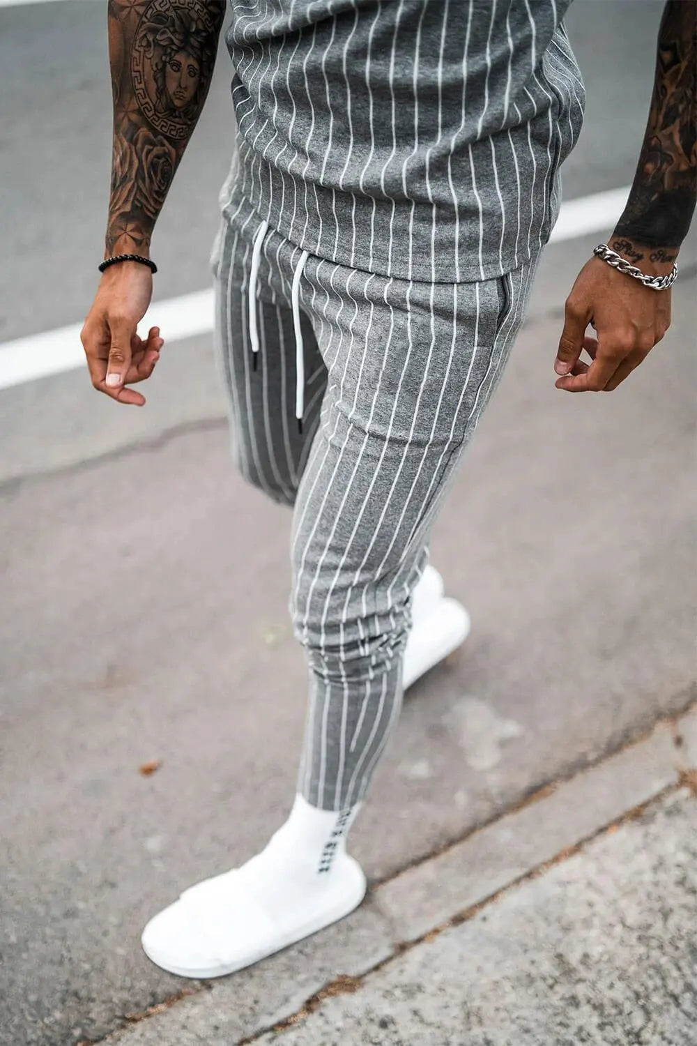 Striped Leisure Sports Running Two-Piece Suit - WAlMYe #