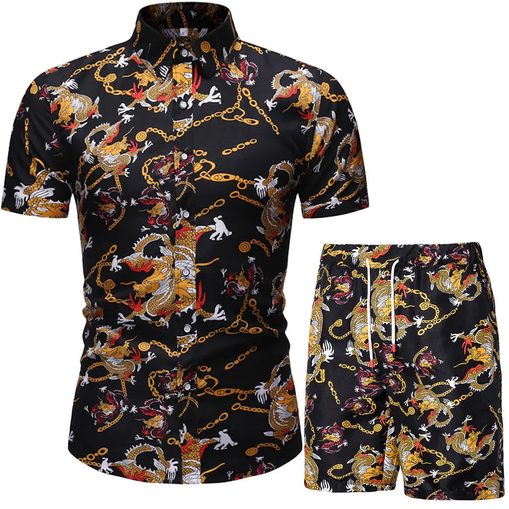 Summer Men's Casual Suit Korean Style Slim Short-Sleeved Shirt Men's Beachwear - WAlMYe #