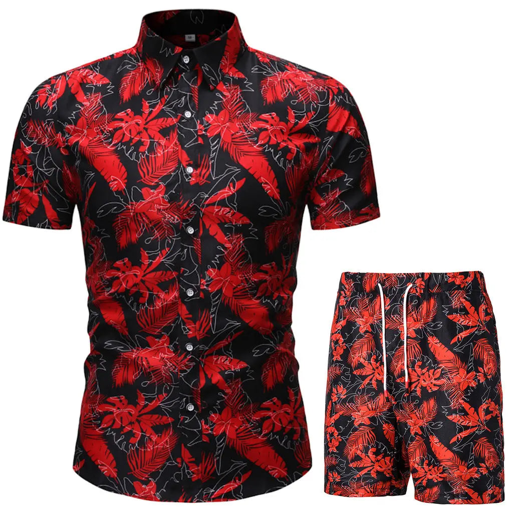 Summer Men's Casual Suit Korean Style Slim Short-Sleeved Shirt Men's Beachwear - WAlMYe #