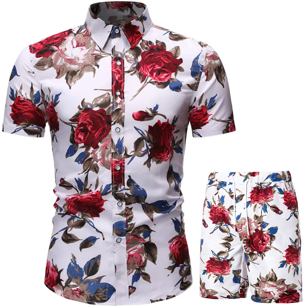 Summer Men's Casual Suit Korean Style Slim Short-Sleeved Shirt Men's Beachwear - WAlMYe #
