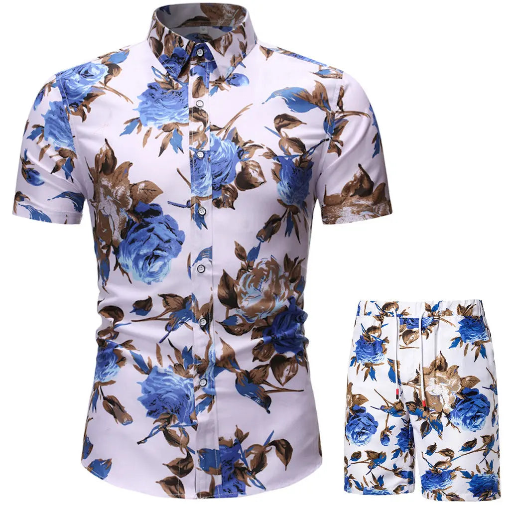 Summer Men's Casual Suit Korean Style Slim Short-Sleeved Shirt Men's Beachwear - WAlMYe #