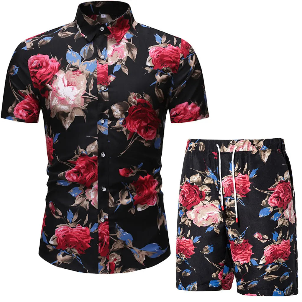 Summer Men's Casual Suit Korean Style Slim Short-Sleeved Shirt Men's Beachwear - WAlMYe #