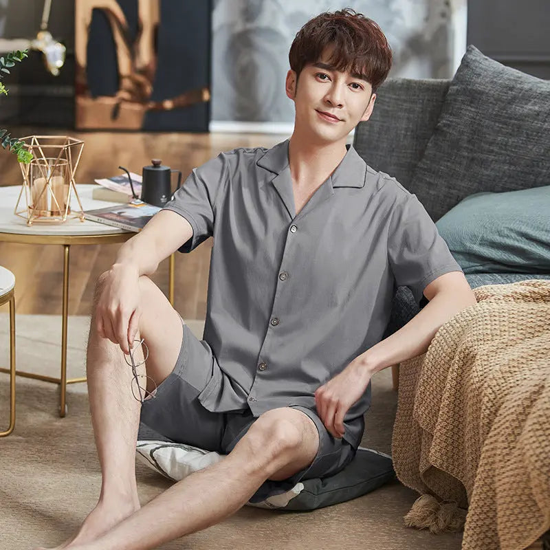 Summer Pajamas Men's Short-Sleeved Shorts Thin Cotton Suit - WAlMYe #