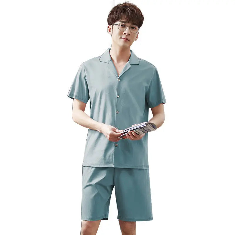 Summer Pajamas Men's Short-Sleeved Shorts Thin Cotton Suit - WAlMYe #