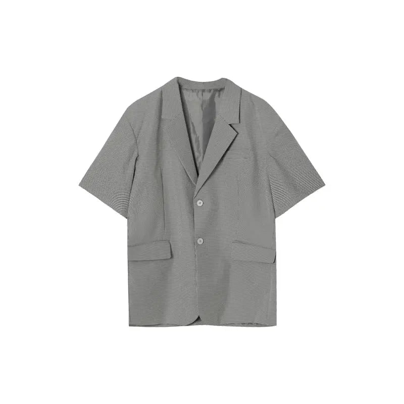 Summer Short-Sleeved Shirt Suit Plaid Suit Houndstooth Three-Piece Suit Suit Male - WAlMYe #