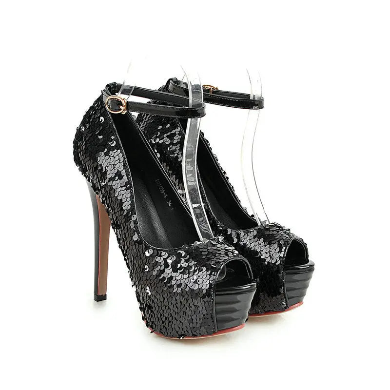 Super high heel sequined high heels - WAlMYe #