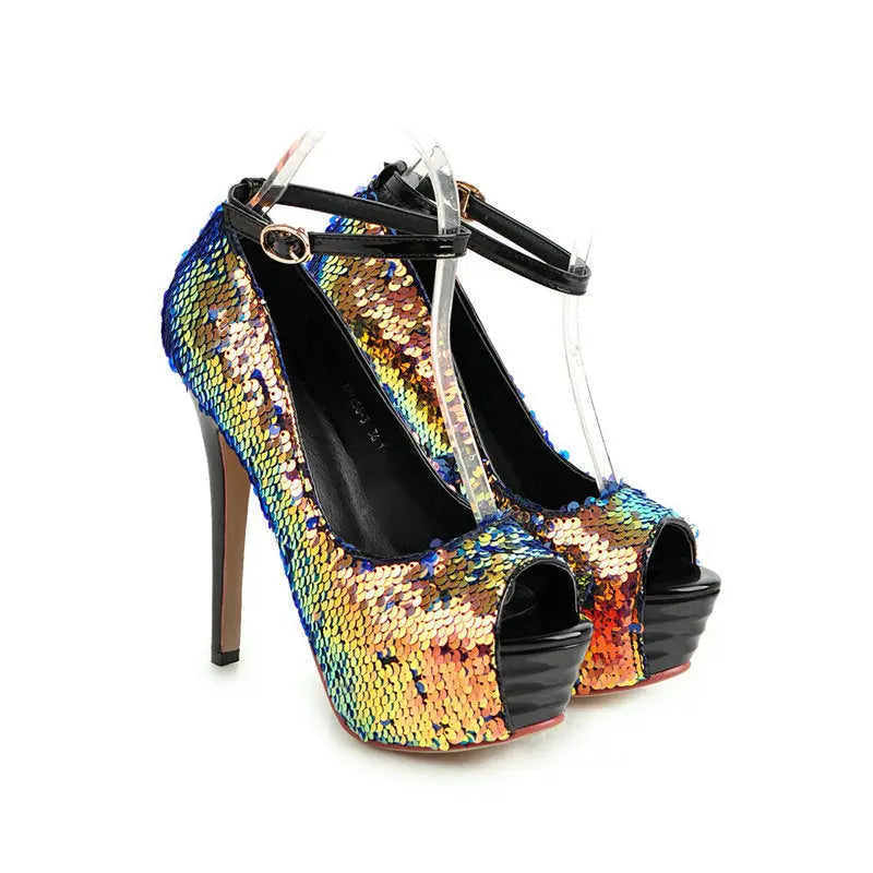Super high heel sequined high heels - WAlMYe #