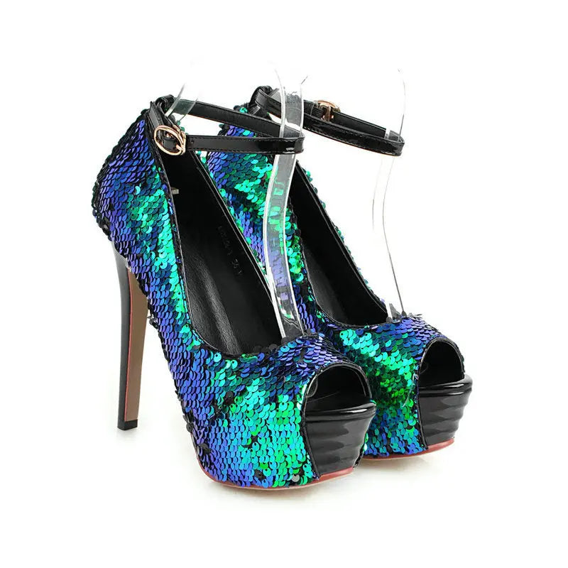 Super high heel sequined high heels - WAlMYe #