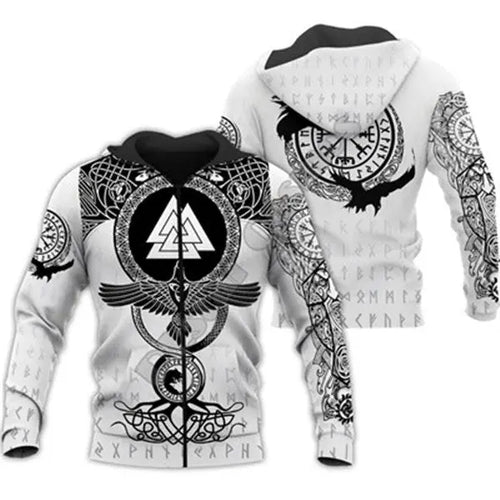 Tattoo Fashion Sportswear Casual Colorful 3D Printing Zipper Hoodie - WAlMYe #