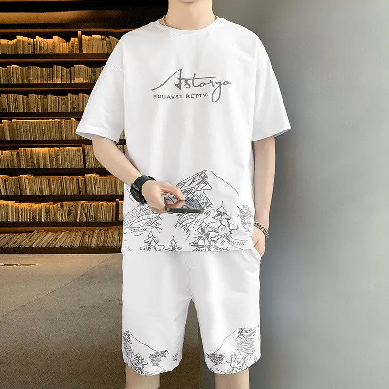 Trendy All-match Handsome Men's Ice Silk Short-sleeved Shorts - WAlMYe #