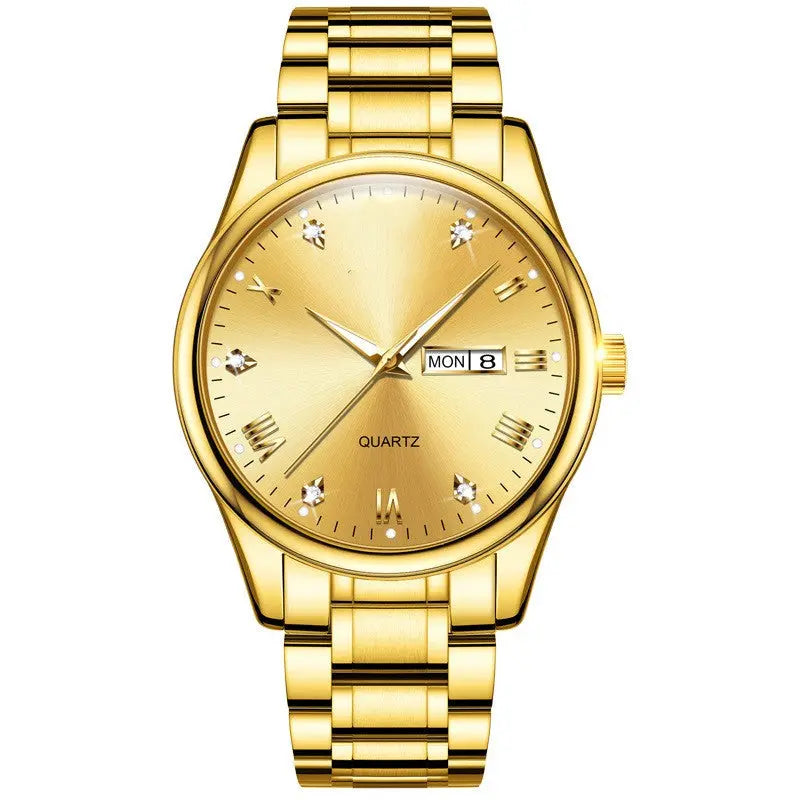 Tuhao Gold Diamond Quartz Waterproof Glow Business Men's Watch - WAlMYe #
