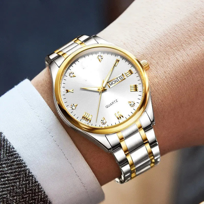 Tuhao Gold Diamond Quartz Waterproof Glow Business Men's Watch - WAlMYe #