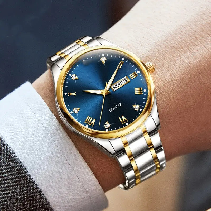 Tuhao Gold Diamond Quartz Waterproof Glow Business Men's Watch - WAlMYe #