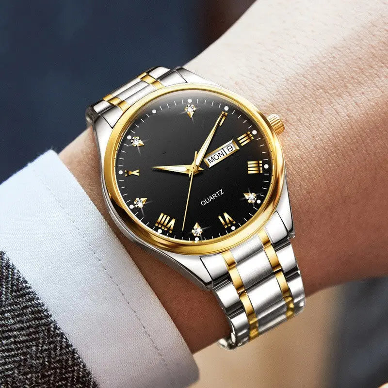 Tuhao Gold Diamond Quartz Waterproof Glow Business Men's Watch - WAlMYe #