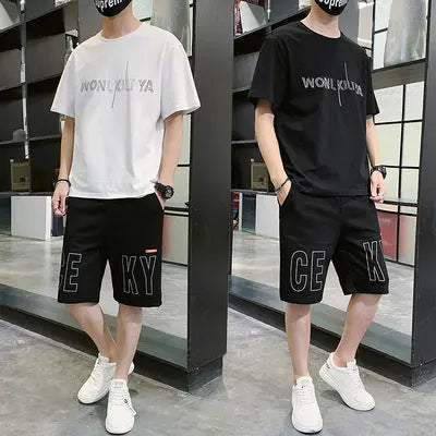 Two-piece Cotton T-shirt Short-sleeved Shorts - WAlMYe #