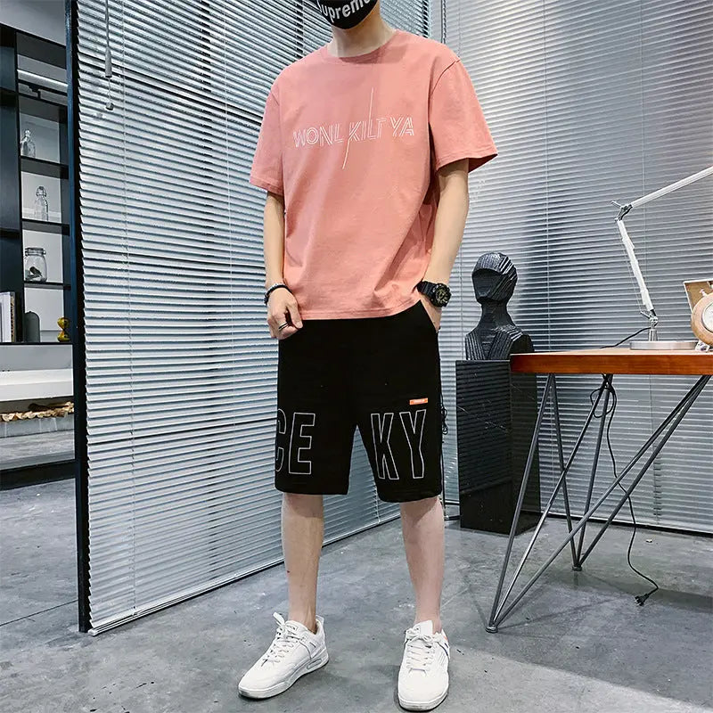 Two-piece Cotton T-shirt Short-sleeved Shorts - WAlMYe #