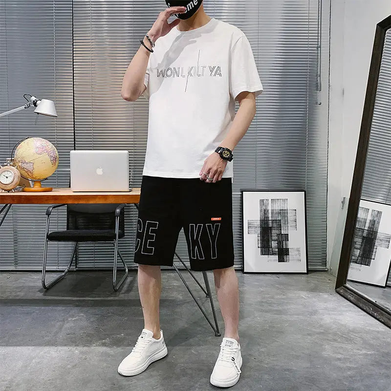Two-piece Cotton T-shirt Short-sleeved Shorts - WAlMYe #