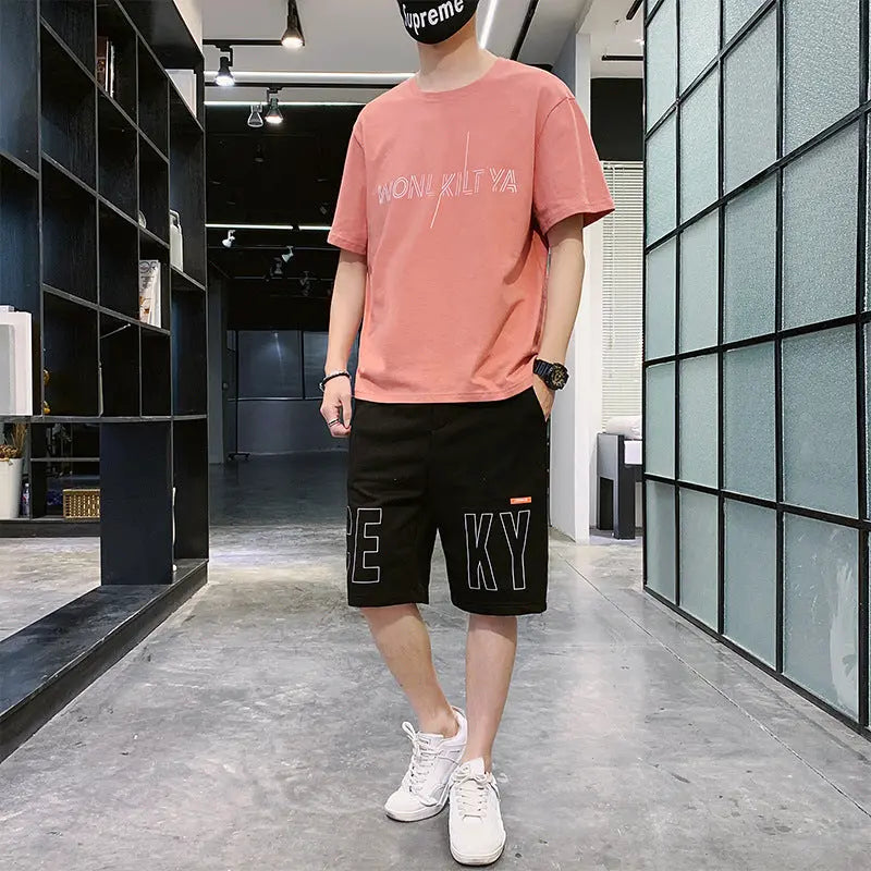 Two-piece Cotton T-shirt Short-sleeved Shorts - WAlMYe #
