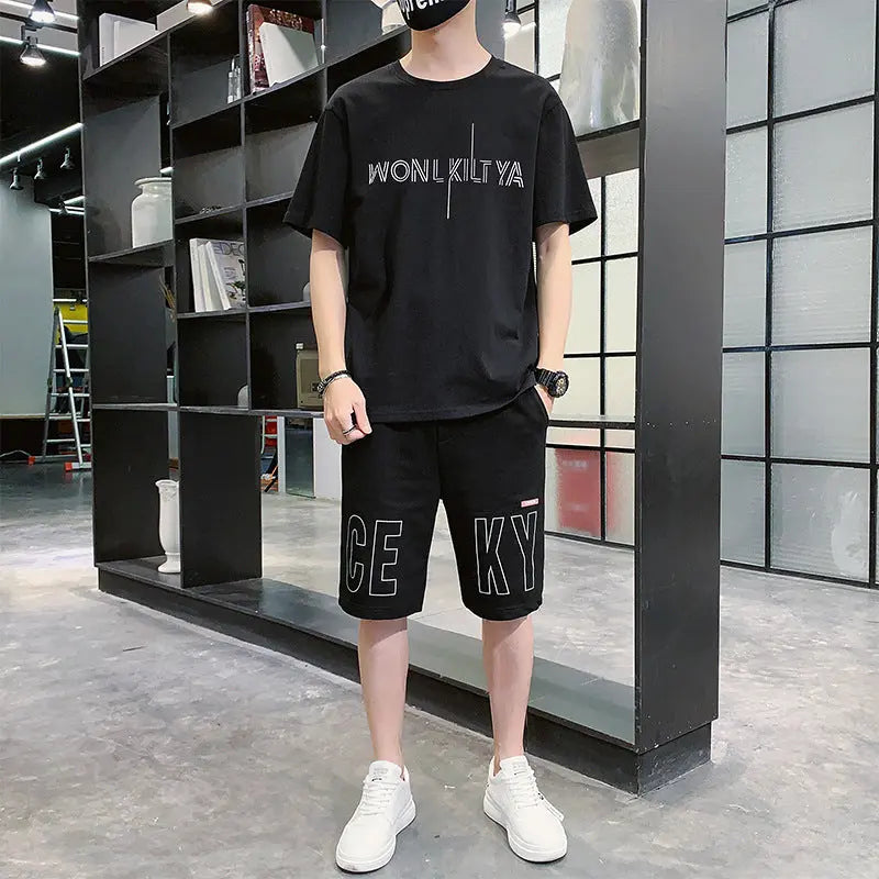 Two-piece Cotton T-shirt Short-sleeved Shorts - WAlMYe #