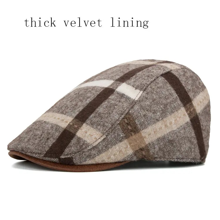 Vintage British Check Men's Warm Beret - WAlMYe #