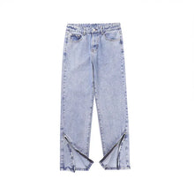 Load image into Gallery viewer, Vintage Washed Distressed Light Blue Zippered Jeans - WAlMYe #
