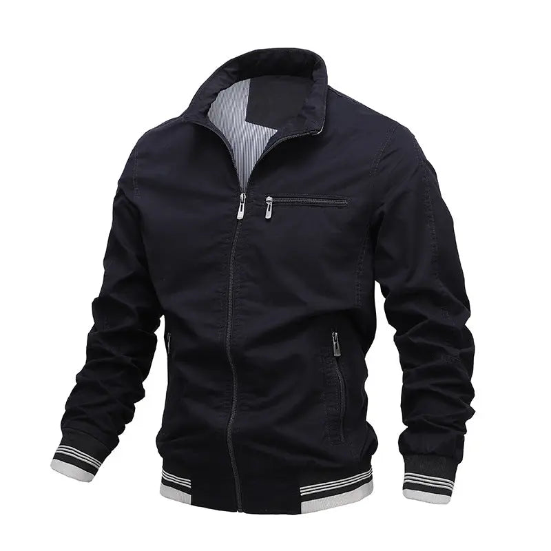 Washed Solid Color Casual Jacket Cotton Jacket Men - WAlMYe #