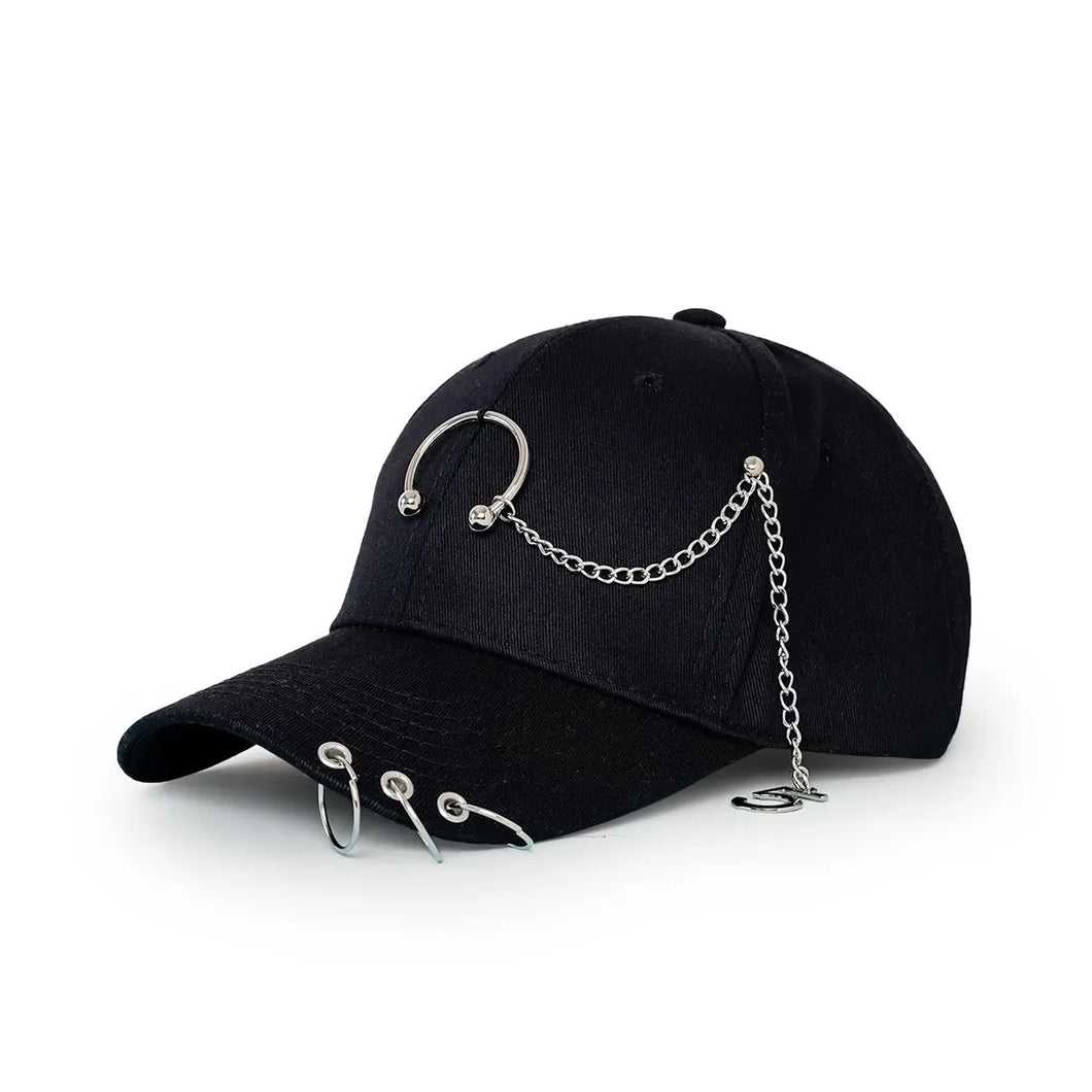 Wide-brimmed Baseball Hat With Chain Hoop - WAlMYe #