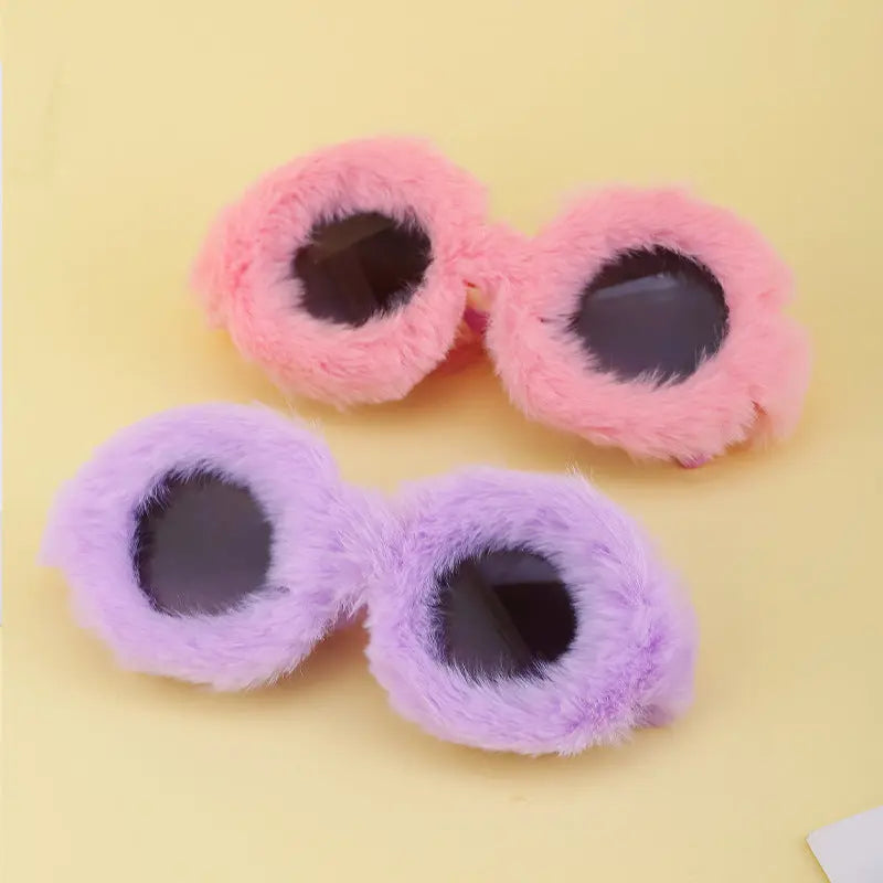 Women's Fashion Round Frame Plush Full Coverage Sunglasses - WAlMYe #