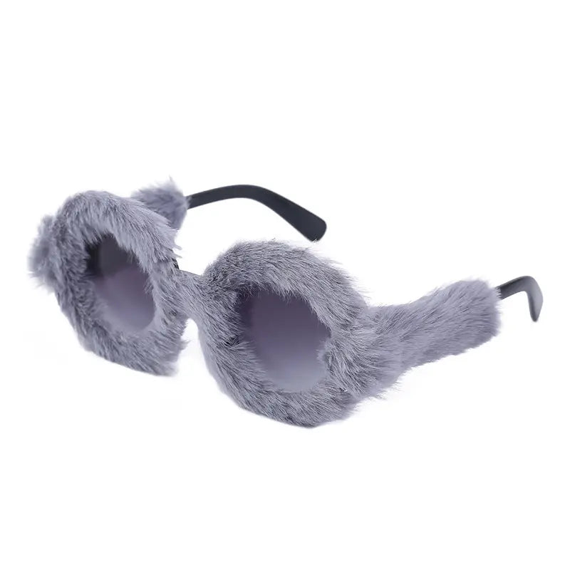 Women's Fashion Round Frame Plush Full Coverage Sunglasses - WAlMYe #