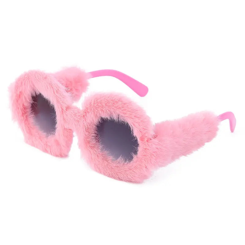 Women's Fashion Round Frame Plush Full Coverage Sunglasses - WAlMYe #
