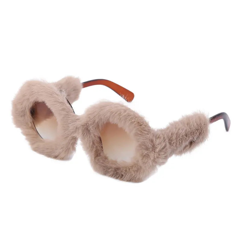Women's Fashion Round Frame Plush Full Coverage Sunglasses - WAlMYe #