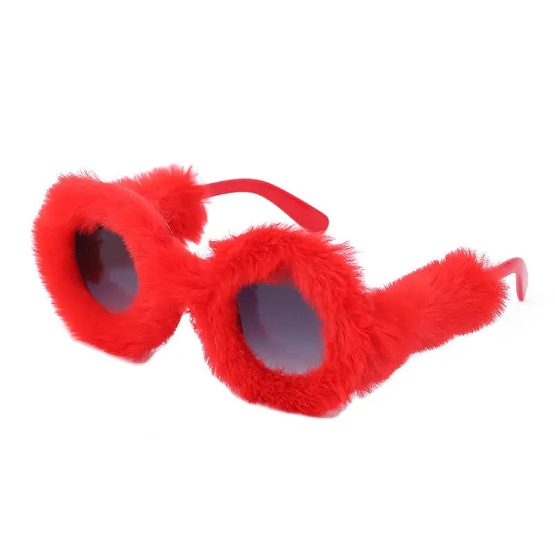 Women's Fashion Round Frame Plush Full Coverage Sunglasses - WAlMYe #
