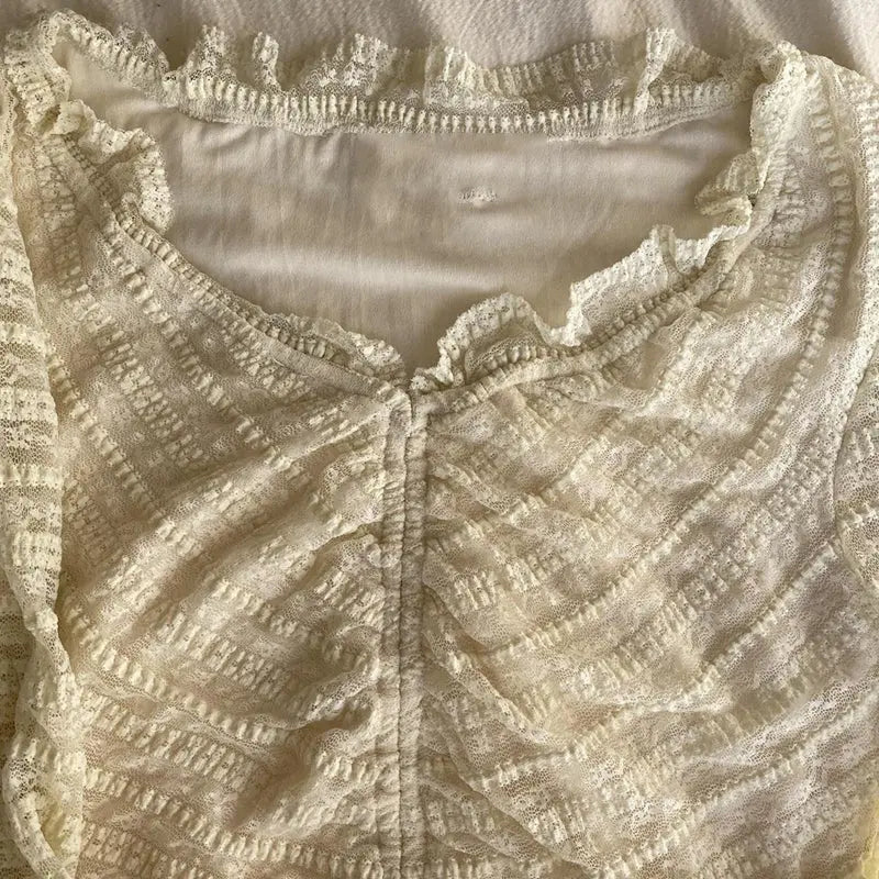 Women's Fashion Solid Color Lace Flared Sleeve Top - WAlMYe #