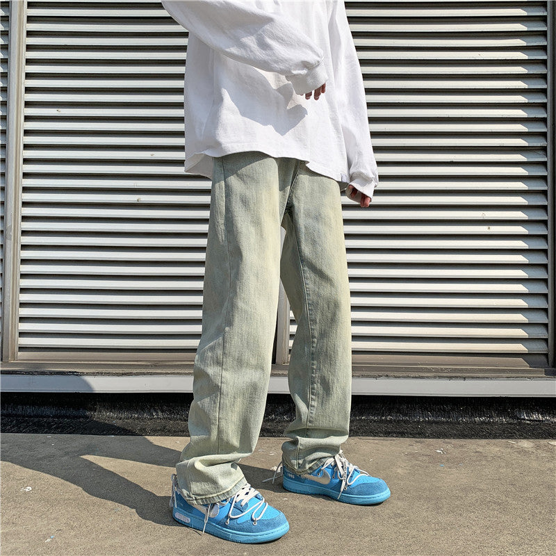 Vintage Washed Jeans Men's Loose Straight Fit - WAlMYe #