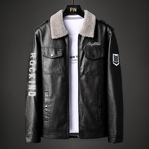 Turn-down Collar Coat Fleece-lined Thickened Slim Fit Trend Clothing