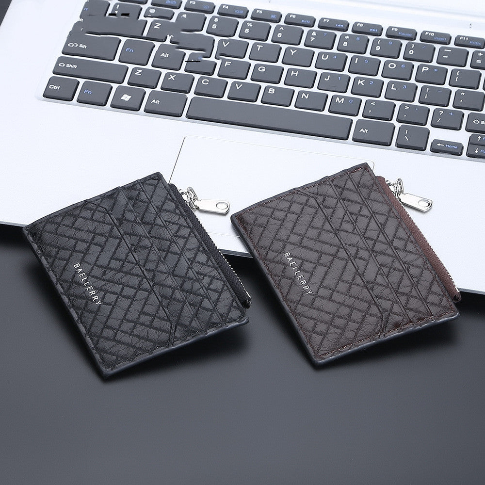 Men's Small Card Bag Euro American Plaid Fashion Clip - WAlMYe #