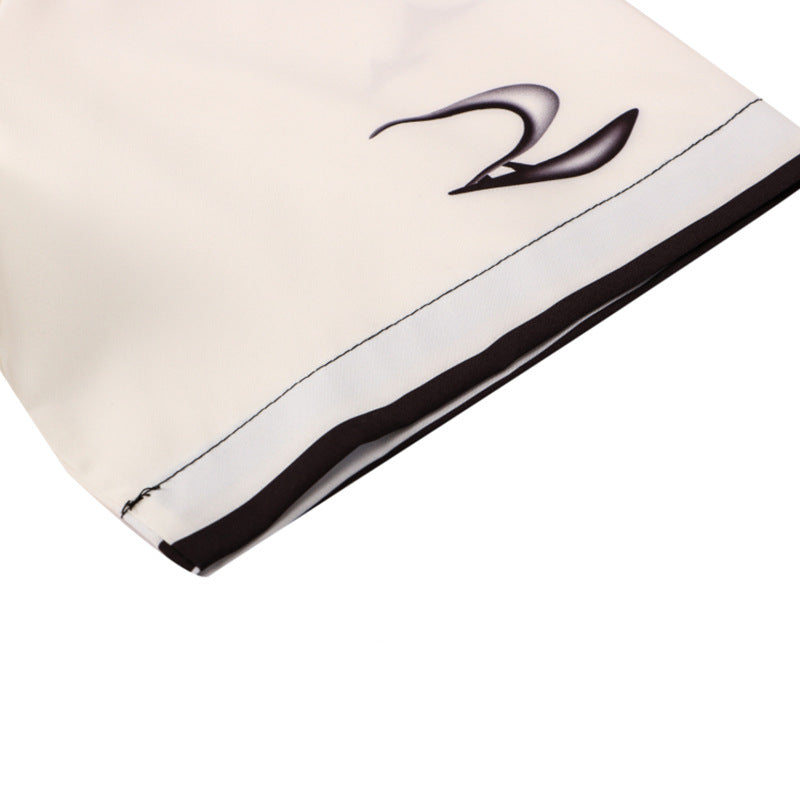 High Street Hawaiian Flower Shirt Statue Full Printed Beach Cardigan Short Sleeve Men - WAlMYe #