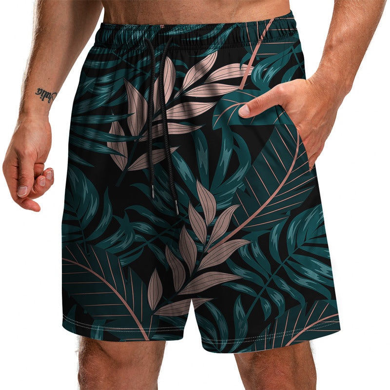 Summer New Leaf Series 3D Printed Shorts Loose Beach Pants Fashion Casual Shorts Men - WAlMYe #