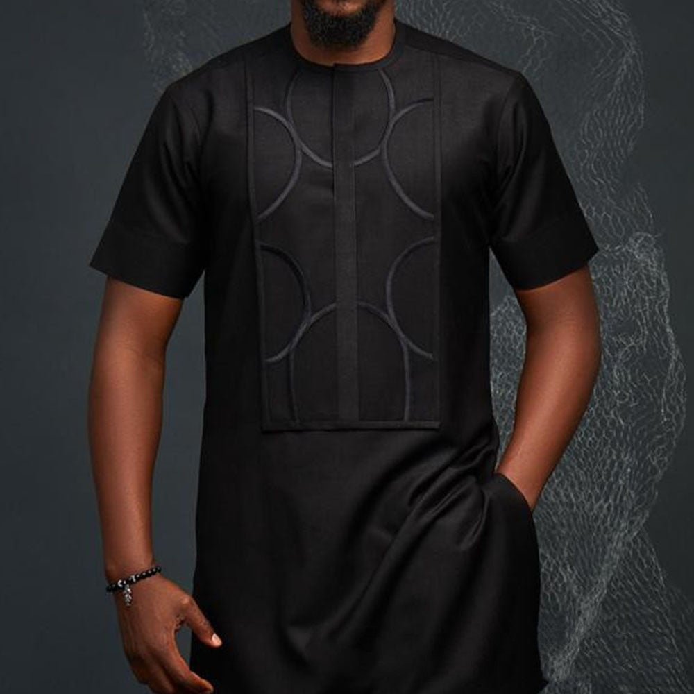 African Ethnic Style Short Sleeve Medium Length Shirt T-Shirt - WAlMYe #