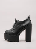 Thick Heel Platform Deep Mouth Round Toe High Heels Single Shoes - WAlMYe #