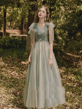 Load image into Gallery viewer, Bridesmaid Long Skirt Female Wedding Dress Host Annual Meeting Dinner Green
