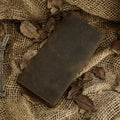 Men's Vintage Crazy Horse Leather Long Vertical Wallet - WAlMYe #