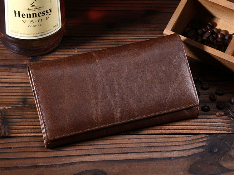 First Layer Leather Wallet Long Vintage Oil Wax - WAlMYe #