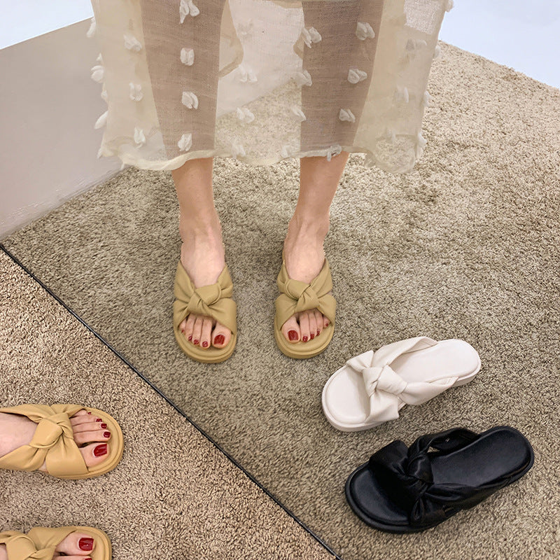 Simple Black Low-heel Soft-soled Slippers Summer - WAlMYe #