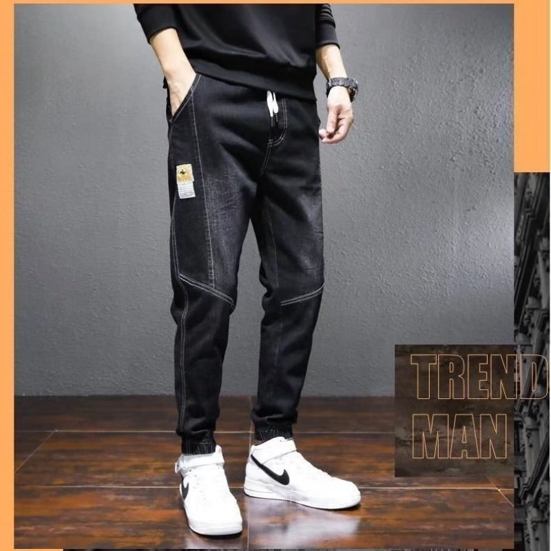Autumn Men's Jeans Trendy Brand Tooling Harem Nine Points